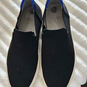 Rothy's Men's Black Loafers with Blue Trim
